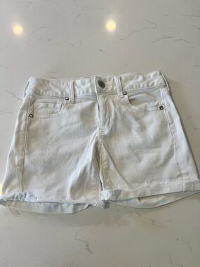 American Eagle Next Level Stretch White Denim Cuffed Shorts - Size 2